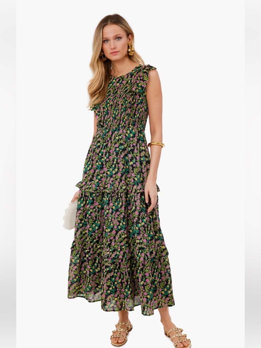 Banjanan Tiered Smocked Black Floral dress